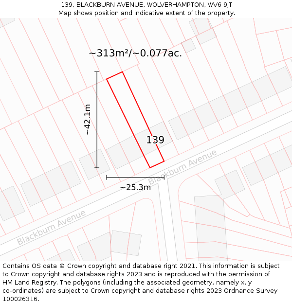 139, BLACKBURN AVENUE, WOLVERHAMPTON, WV6 9JT: Plot and title map