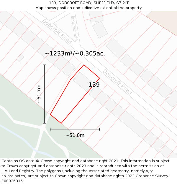 139, DOBCROFT ROAD, SHEFFIELD, S7 2LT: Plot and title map