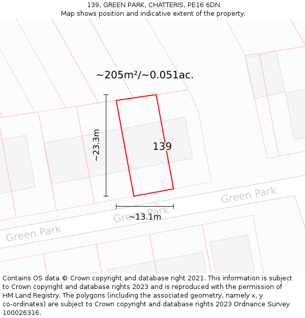 139, GREEN PARK, CHATTERIS, PE16 6DN: Plot and title map