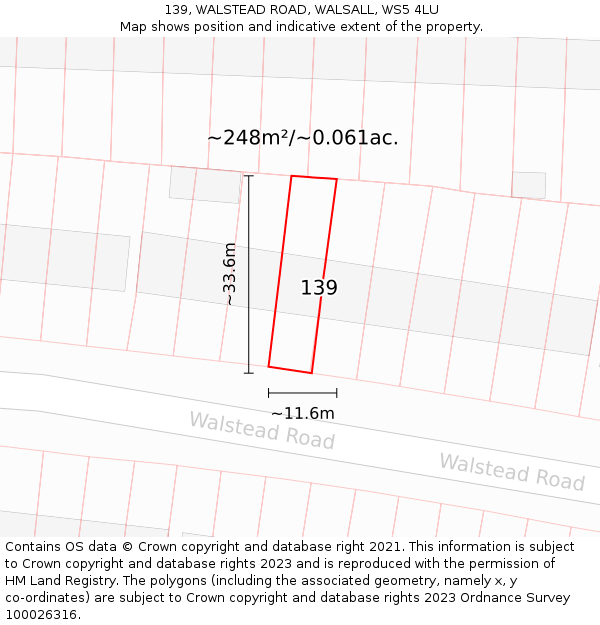 139, WALSTEAD ROAD, WALSALL, WS5 4LU: Plot and title map