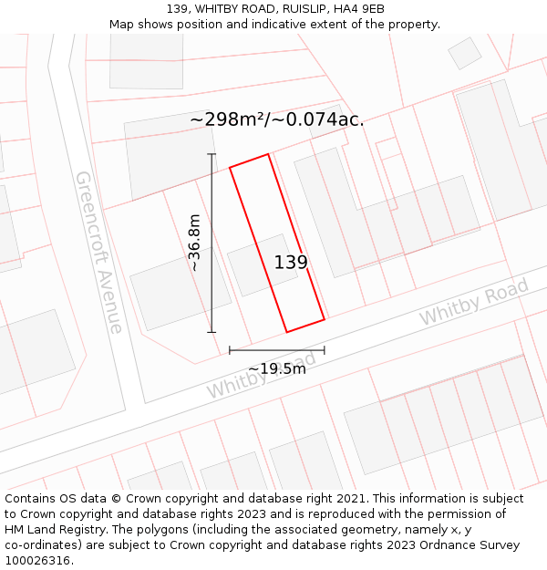 139, WHITBY ROAD, RUISLIP, HA4 9EB: Plot and title map