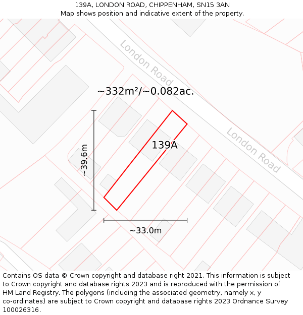 139A, LONDON ROAD, CHIPPENHAM, SN15 3AN: Plot and title map