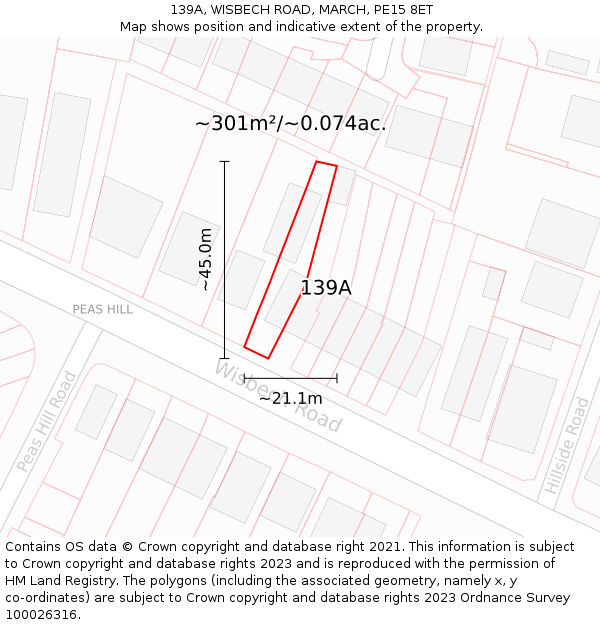 139A, WISBECH ROAD, MARCH, PE15 8ET: Plot and title map