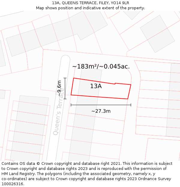 13A, QUEENS TERRACE, FILEY, YO14 9LR: Plot and title map