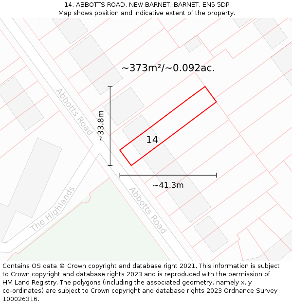 14, ABBOTTS ROAD, NEW BARNET, BARNET, EN5 5DP: Plot and title map