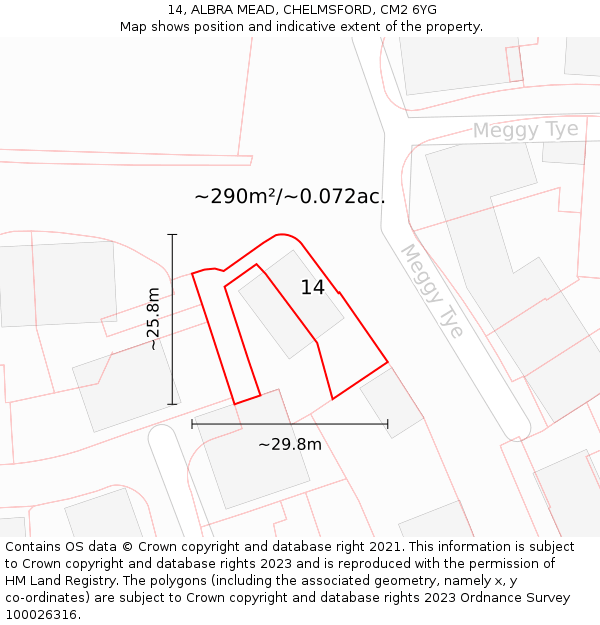 14, ALBRA MEAD, CHELMSFORD, CM2 6YG: Plot and title map