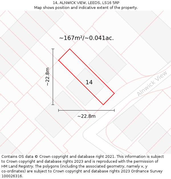 14, ALNWICK VIEW, LEEDS, LS16 5RP: Plot and title map