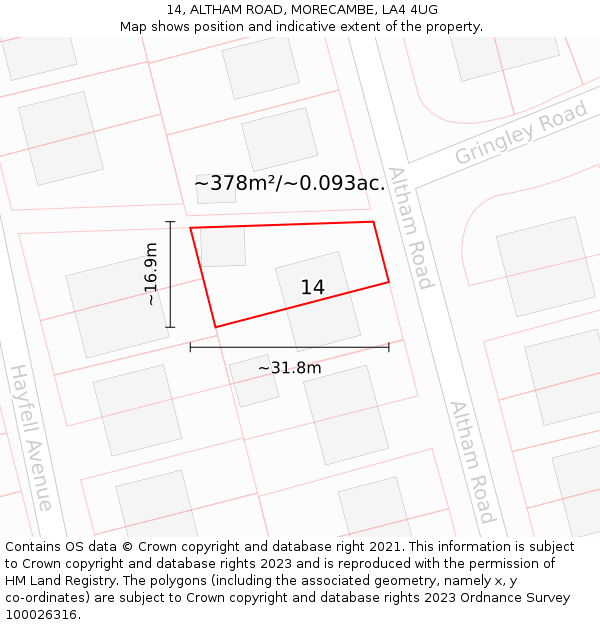 14, ALTHAM ROAD, MORECAMBE, LA4 4UG: Plot and title map
