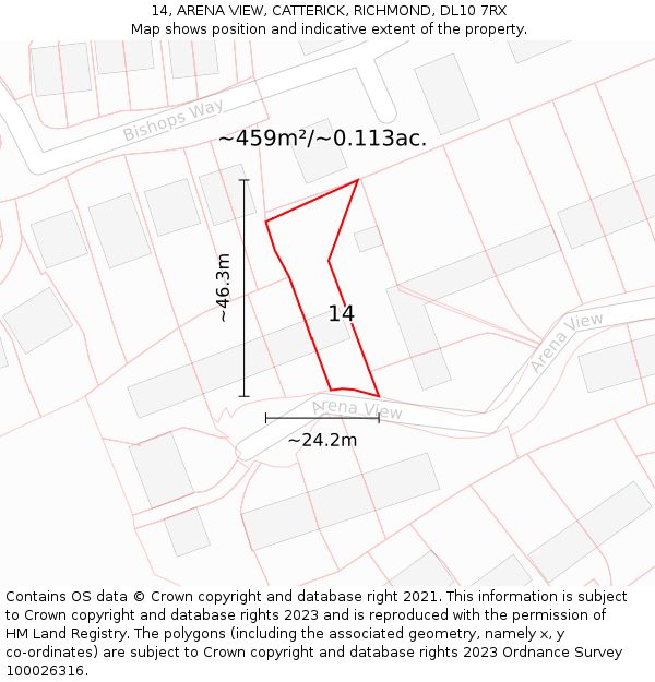 14, ARENA VIEW, CATTERICK, RICHMOND, DL10 7RX: Plot and title map