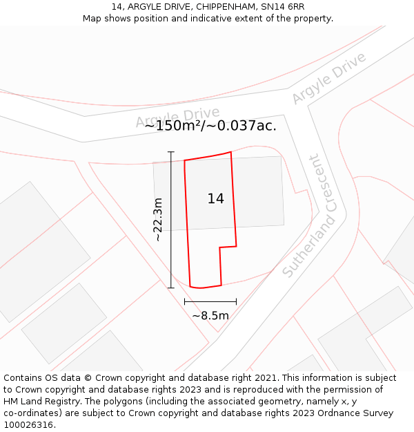 14, ARGYLE DRIVE, CHIPPENHAM, SN14 6RR: Plot and title map