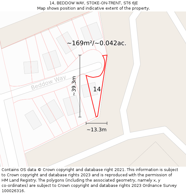 14, BEDDOW WAY, STOKE-ON-TRENT, ST6 6JE: Plot and title map