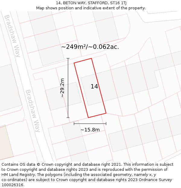 14, BETON WAY, STAFFORD, ST16 1TJ: Plot and title map