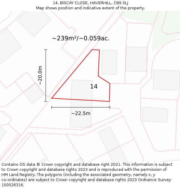 14, BISCAY CLOSE, HAVERHILL, CB9 0LJ: Plot and title map