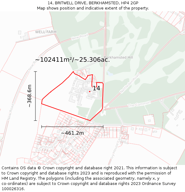 14, BRITWELL DRIVE, BERKHAMSTED, HP4 2GP: Plot and title map