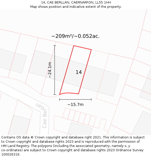 14, CAE BERLLAN, CAERNARFON, LL55 1HH: Plot and title map