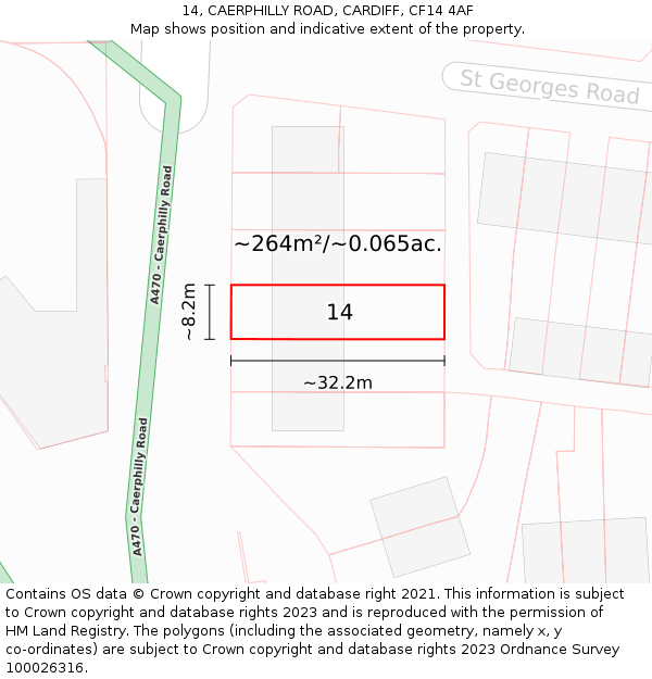 14, CAERPHILLY ROAD, CARDIFF, CF14 4AF: Plot and title map