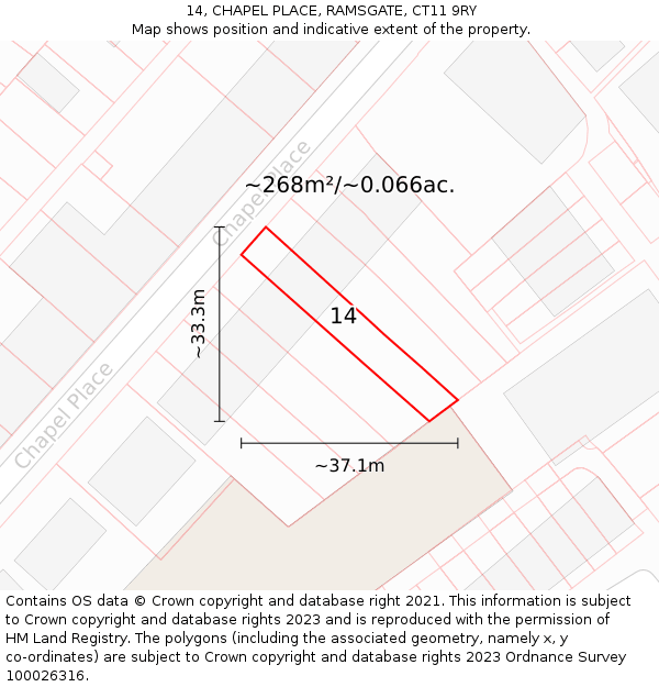 14, CHAPEL PLACE, RAMSGATE, CT11 9RY: Plot and title map