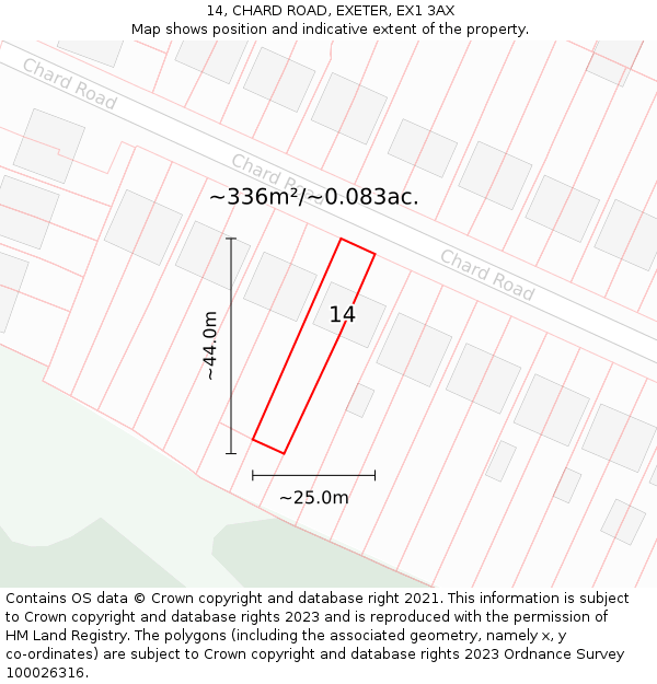 14, CHARD ROAD, EXETER, EX1 3AX: Plot and title map