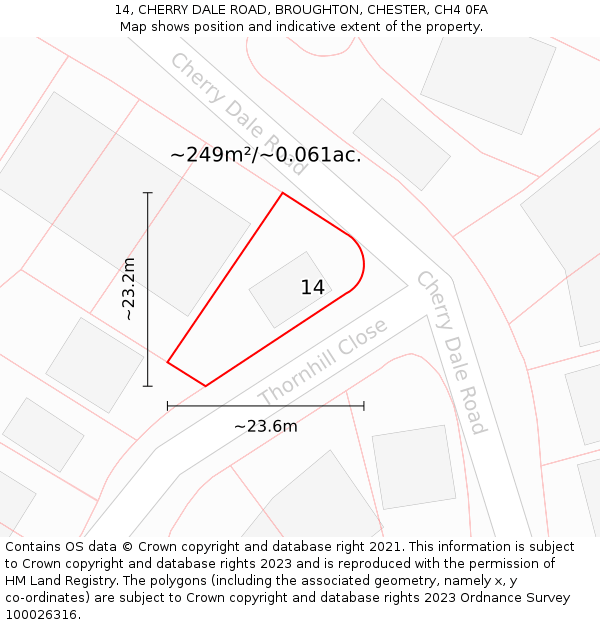 14, CHERRY DALE ROAD, BROUGHTON, CHESTER, CH4 0FA: Plot and title map