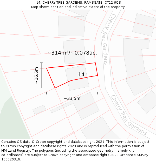 14, CHERRY TREE GARDENS, RAMSGATE, CT12 6QS: Plot and title map