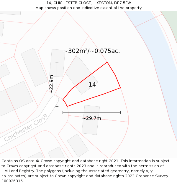 14, CHICHESTER CLOSE, ILKESTON, DE7 5EW: Plot and title map