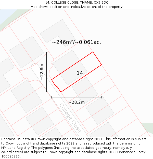 14, COLLEGE CLOSE, THAME, OX9 2DQ: Plot and title map