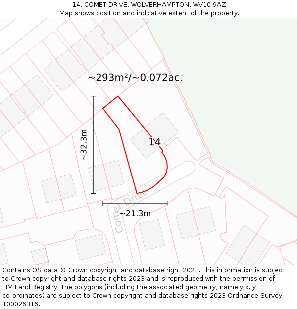 14, COMET DRIVE, WOLVERHAMPTON, WV10 9AZ: Plot and title map