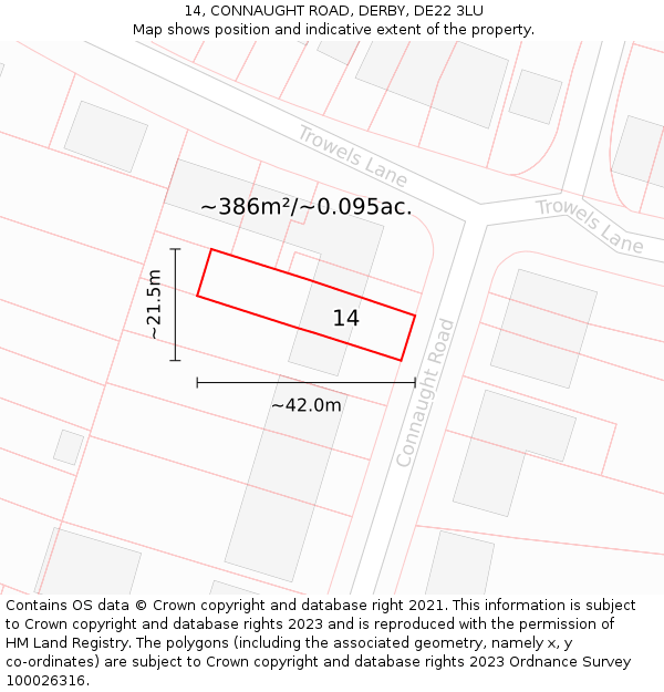 14, CONNAUGHT ROAD, DERBY, DE22 3LU: Plot and title map