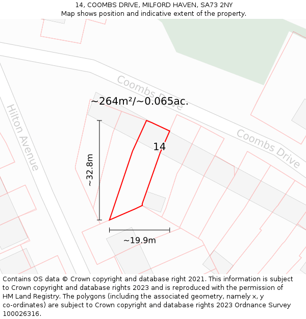 14, COOMBS DRIVE, MILFORD HAVEN, SA73 2NY: Plot and title map