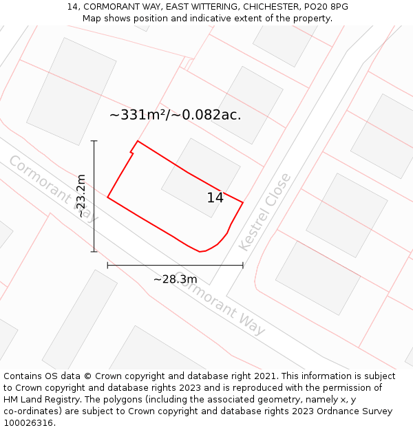 14, CORMORANT WAY, EAST WITTERING, CHICHESTER, PO20 8PG: Plot and title map