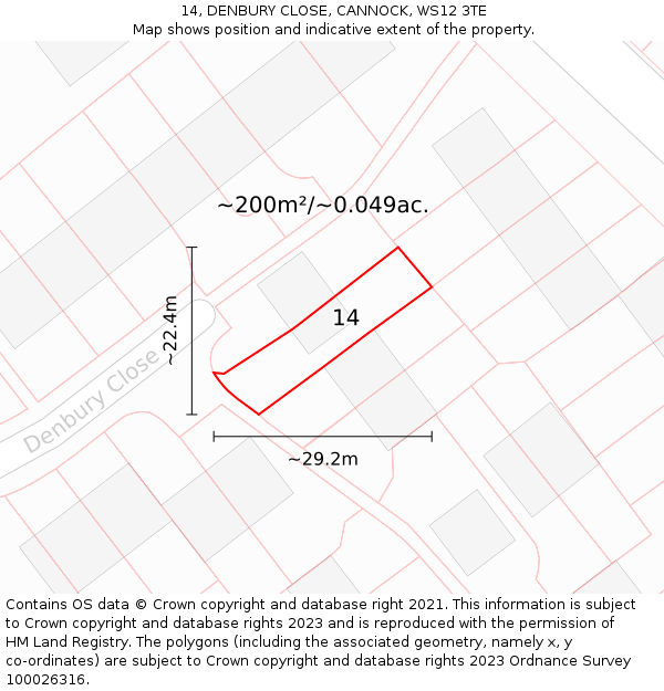 14, DENBURY CLOSE, CANNOCK, WS12 3TE: Plot and title map