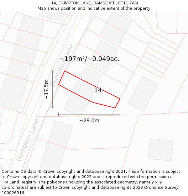 14, DUMPTON LANE, RAMSGATE, CT11 7AN: Plot and title map