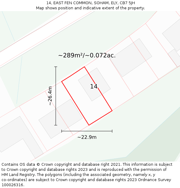 14, EAST FEN COMMON, SOHAM, ELY, CB7 5JH: Plot and title map