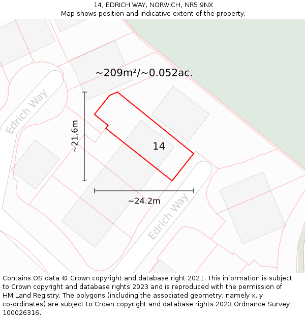 14, EDRICH WAY, NORWICH, NR5 9NX: Plot and title map