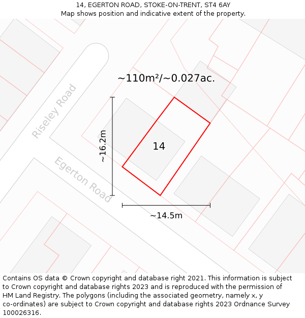 14, EGERTON ROAD, STOKE-ON-TRENT, ST4 6AY: Plot and title map