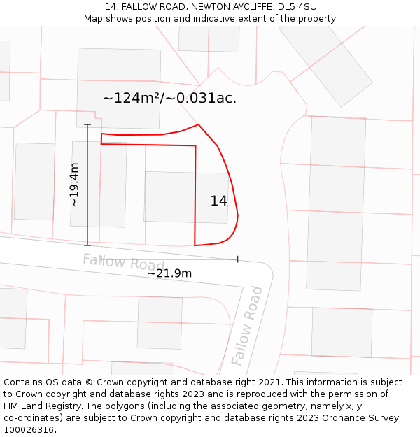 14, FALLOW ROAD, NEWTON AYCLIFFE, DL5 4SU: Plot and title map