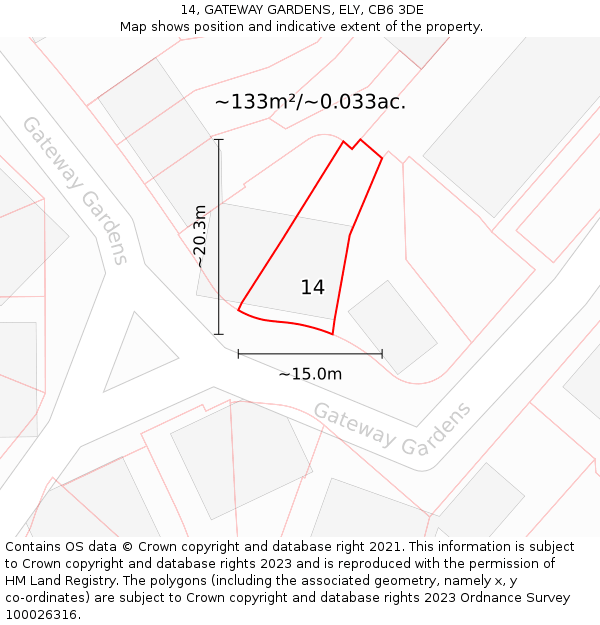 14, GATEWAY GARDENS, ELY, CB6 3DE: Plot and title map