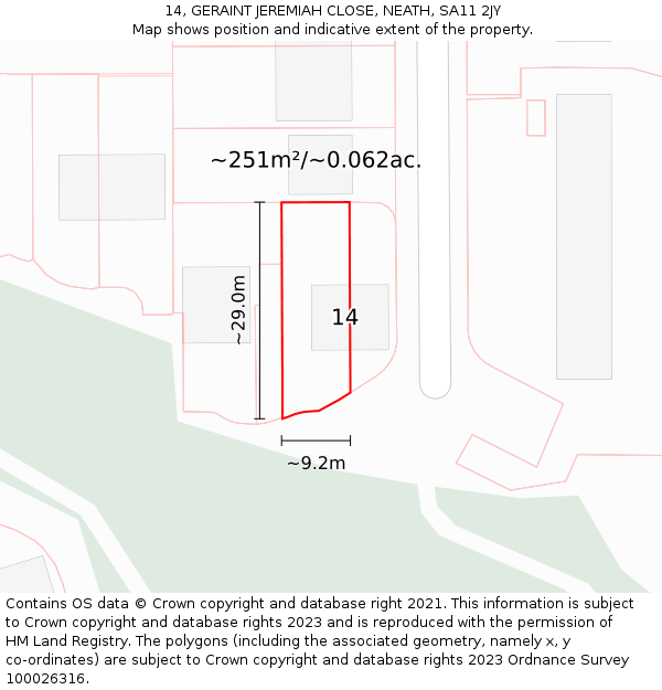 14, GERAINT JEREMIAH CLOSE, NEATH, SA11 2JY: Plot and title map