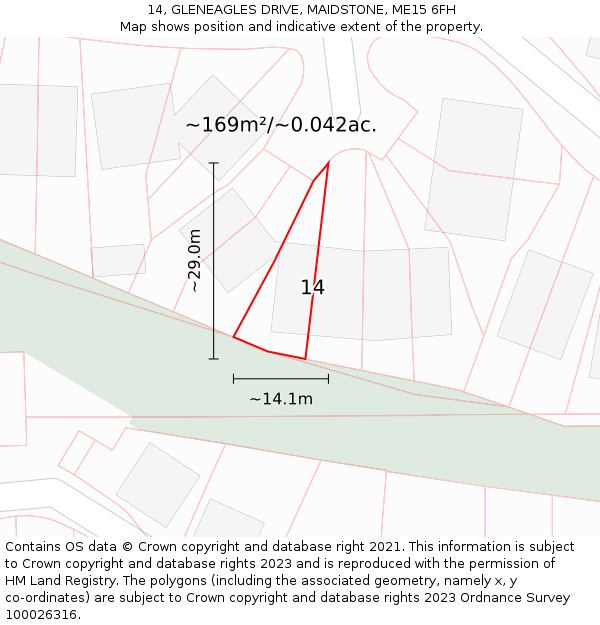 14, GLENEAGLES DRIVE, MAIDSTONE, ME15 6FH: Plot and title map
