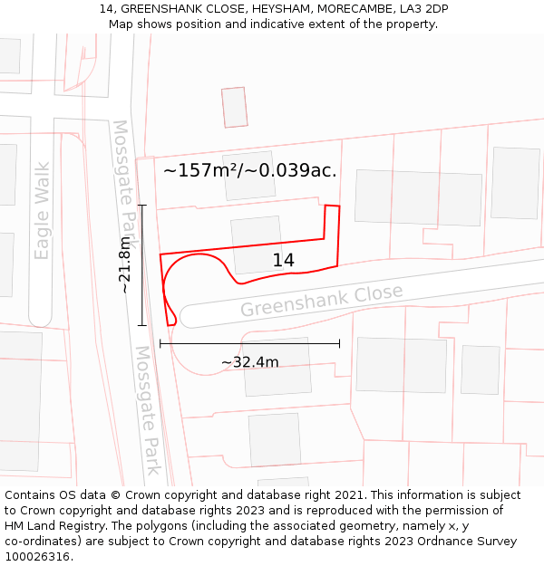 14, GREENSHANK CLOSE, HEYSHAM, MORECAMBE, LA3 2DP: Plot and title map