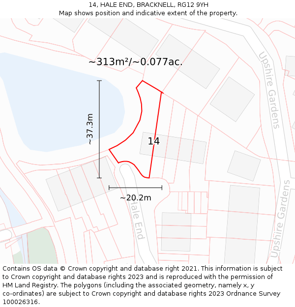 14, HALE END, BRACKNELL, RG12 9YH: Plot and title map