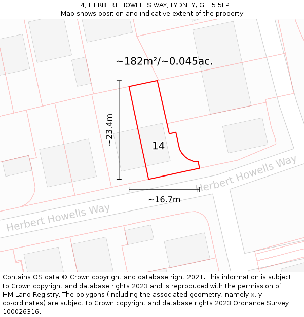 14, HERBERT HOWELLS WAY, LYDNEY, GL15 5FP: Plot and title map