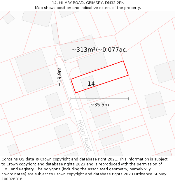 14, HILARY ROAD, GRIMSBY, DN33 2PN: Plot and title map