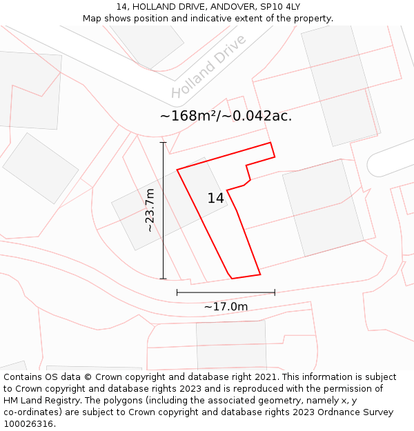 14, HOLLAND DRIVE, ANDOVER, SP10 4LY: Plot and title map