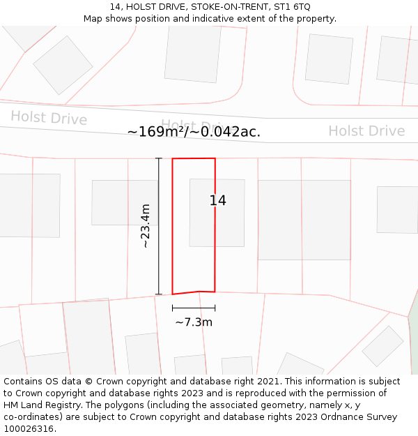 14, HOLST DRIVE, STOKE-ON-TRENT, ST1 6TQ: Plot and title map