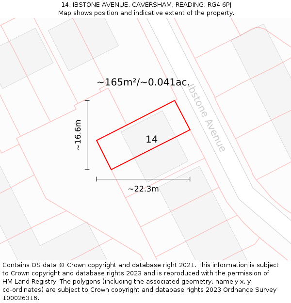 14, IBSTONE AVENUE, CAVERSHAM, READING, RG4 6PJ: Plot and title map