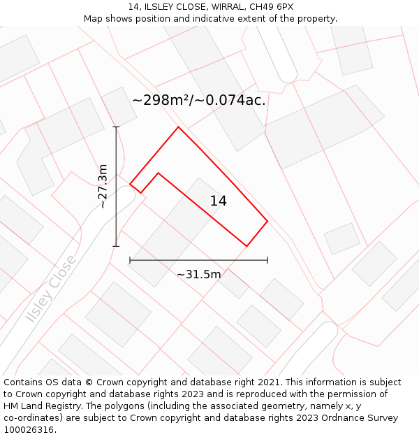 14, ILSLEY CLOSE, WIRRAL, CH49 6PX: Plot and title map