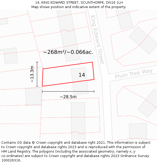 14, KING EDWARD STREET, SCUNTHORPE, DN16 1LH: Plot and title map
