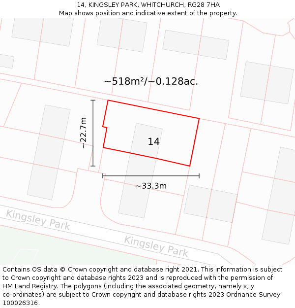 14, KINGSLEY PARK, WHITCHURCH, RG28 7HA: Plot and title map