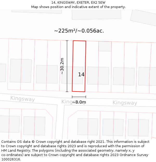 14, KINGSWAY, EXETER, EX2 5EW: Plot and title map